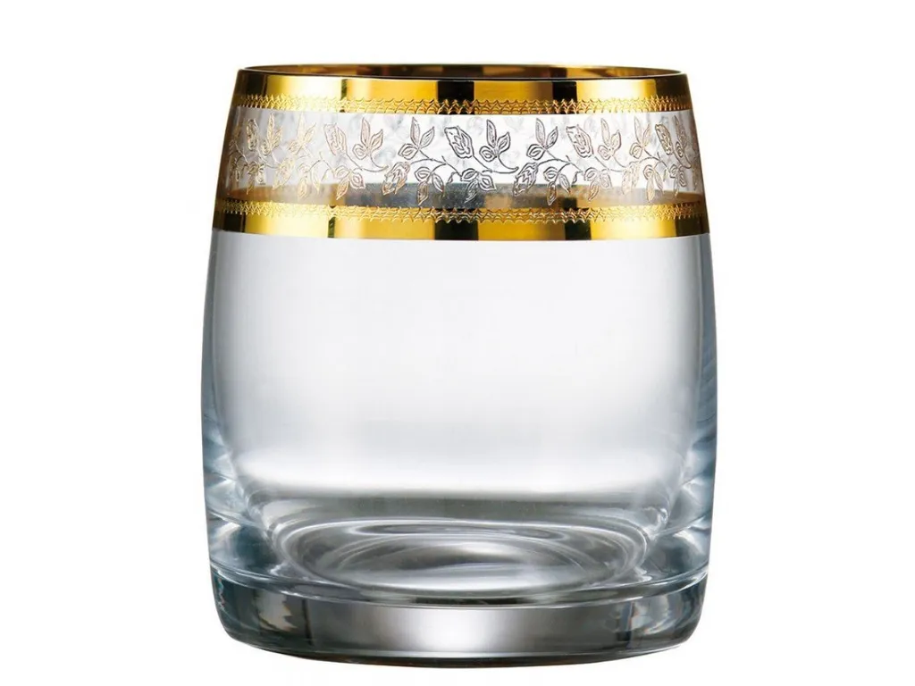 Bohemia Ideal Whiskeygläser Kristall Wassergläser 290 ml Gold 6er Set